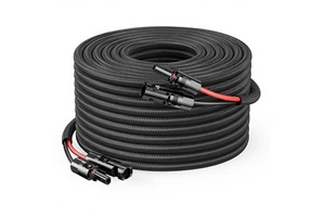 10AWG 30FT Solar Panel Extension Cable IP68 Waterproof Connectors Dust Caps 1500V -40F 248F 30A Twin Wire Flame Retardant GF