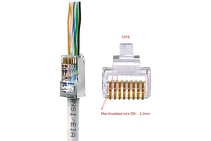 EZ Type 8P8C Network RJ45 Cat6 Pass Through Connector
