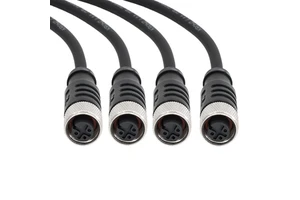 KRONZ M12 Pre-assembled Connector with 10 M Cable Unshielded Male Straight PVC Black Assembly IP67 Circular Connectors 4 Pin