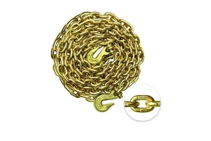 QRE G80 Galvanized Welded Chain 3/8"10ft 5400lbs Safe Working Load Heavy-Duty Logging Transport Drag Tie-Down Binding