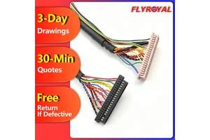 Tin Plated Copper 20 Pin LVDS LCD Screen Cable Single 8 Shielded Jacket Universal Wire Harness for Industrial Monitor