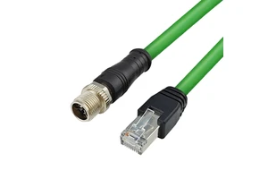 M12 X Code 8 Pin to RJ45 Copper Contact Nylon Housing IP67 Waterproof Industrial Ethernet Network Cable Male Connector
