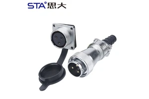 WS24 WF24 WY24 IP67 Waterproof Aviation Cable Straight TQ Plug Flange Socket Male Socket Cable Connector