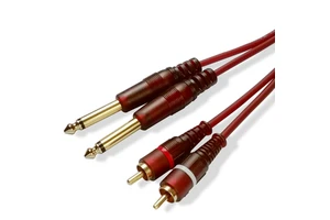 Dual 6.35mm to Dual RCA Audio Cable for Guitar Amplifier Mixer-PVC Jacket Professional Use Microphone Compatible