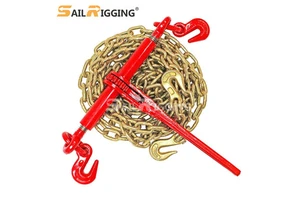3/8 Chains And Binders 6600lbs Heavy Duty Load Ratchet Binder Chain Cargo 5/16 G70 Steel Lashing Chain And Binder For Flatbed
