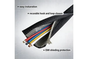 EMI Shielding protection Wear-resistant Nylon Braided Electric Wire Cable Sleeving Wrap with Hook and Loop