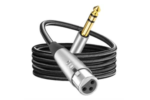 6.35mm TRS Stereo Male to 3Pin XLR Female Twisted Pair Coaxial Braided Cable Mic Microphone Audio Guitar Speaker Jack Cord