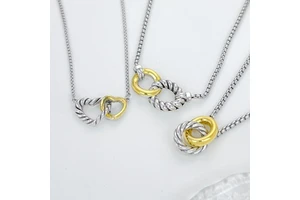 Original Twisted Rope Spiral Cable Necklace Light Luxury High Stacked Gold and Silver Double Manufacturer Wholesale