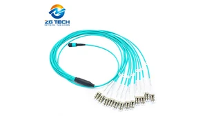 Green 10Gbs OM4 24Fiber MTP MPO To 12 Duplex Uniboot LC Breakout Fanout LSZH OFNR Plenum Cable Patch Cord