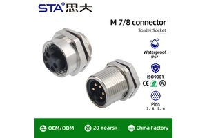 7/8"-16UNF IP67 Aviation Plug Metal Male Female Front Back Mount Solder/PCB NEMA2000 Socket Waterproof Connector 3 4 5 6 Pins