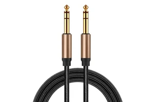 Custom Stereo 6.35 MM 6.35MM Male to 6.35 MM 6.35MM Male Braided Aux Audio Stereo Guitar Cable