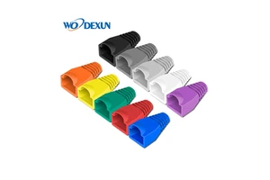 wodexun rj45 connector cover rj45 pc boot cover Protective Sleeve For CAT6 CAT5e Connector Plugs Multicolour Color