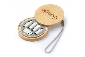 Charging Cable Gift Set Bamboo 6-in-1 60W Fast Charging Data Cable Storage Box Customized Mobile Phone Gift Charging Cable