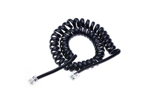 OEM Coiled Spring 1m 2m 3m RJ9 4P4C RJ11 Black White Spiral Flat Cat3 ADSL Telephone Cable