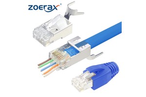 ZOERAX Pass Through Gold Plated Cat6A Cat7 RJ45 Plug With Strain Relief Boots