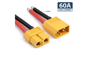 XT60 Connector with 12AWG Silicone Wire Harness, Gold-Plated 30A High Current Male Female Plug for RC Lipo Battery & Drone
