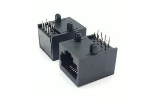 RealRun RJ45 Network Port Female Jack Connector 10P8C All Plastic Gold Flash Plating Straight Mounting Black