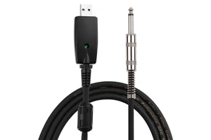 USB Guitar Audio Cable Mono Electric Guitar Cable USB Interface to 6.35mm Audio Plug Compatible with Windows PCs