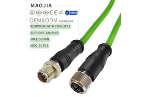 10Gbps M12 X-Code 8 Pin Cable Double Shielded Cat6A Ethernet Waterproof IP67 High Flex PVC or PUR Wire Harness for Industrial