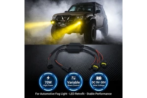 Universal 70W Automotive Variable Beam Fog Lamp Wiring Harness Kit DC 9-30V with 20AWG Pure Copper Cable for LED Auxiliary Light