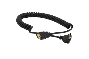 HDMI Coiled Cable 270 Degree Upward Angle HDMI Male to HDMI Male Spring Spiral Cable Support 4K/60HZ for Camera Monitor Computer