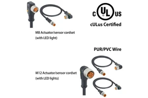 CULus Certified DIN M8 M12 Sensor Actuator Cable PUR PVC Waterproof IP67 3-8 Pin Straight Angled Connector 250V Custom Length