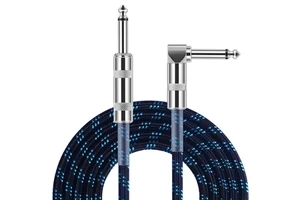 10FT Noiseless Braided Tweed Cloth Guitar Cords Instrument Cable for Electric Guitar and Bass