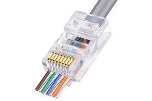 Imported PC Material Cat5e /cat6/Cat7 Ethernet Network Connector Accessory RJ45 Pass Plug Adapter RJ45 a Cat 7 Network Connector