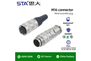 C091 M16 Aviation Plug Industrial Assemble Male Female Signal Sensor Waterproof Cable Connector 2 3 4 5 6 7 8 12 14 16 19 24 Pin
