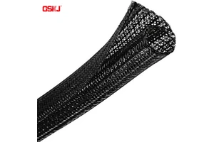 GSKJ Wire Split Loom Wrap Cable Management Self Closed Sleeve Automotive Black Woven Mesh Protector Tubing