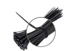 Original Factory Heavy Duty Nylon Cable Ties Self-Locking 200mm and 250mm Length Black Removable and Reusable Pack of 100