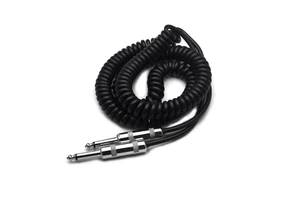 Black 6.35mm Coiled Guitar Cable Straight to Straight 5m Black, Heavy Duty Audio Cable for Guitar Amplifier