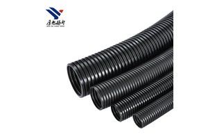 PA66 Nylon Corrugated Plastic Conduit With Fittings Electrical Wire And Cable Harness Protection