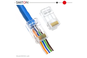 Rg45 Conector Cat5e RJ 45 8P8C LAN CABLE WIRE Utp Pass Through RJ45 Clamp Through Plug Cat 6 Rj 45 Rj45 Connector Cat6