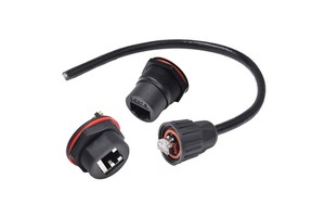 Male Female Electrical Connector RJ45 Cat6a Ethernet Cable IP67 Waterproof DIN Type Network Communication