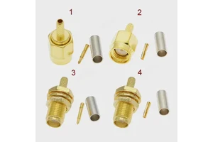 RP-SMA Male Plug Connector Crimp RF Connector Gold Plated 50 Ohm SMA-K RP-SMA-J for RG174 RG316 LMR100 Cable