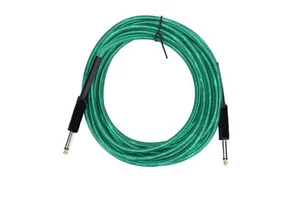 Guitar Cable 6.35mm PVC Plastic Flexible Straight Head Noise Reduction Electric Bass Cord Green 6m / 19.7ft