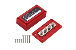 New Red-Shell Automotive Wiring Harness Box for M8 300A High Current 48V RV Busbar with 4-Pole Screw Connection