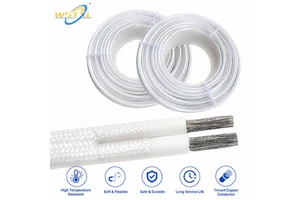 2 Core Silicone Rubber Cable 6 -10mm² High Temperature Flexible Braided Electrical Wire For Industrial Motor Heating Application