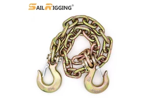 US Standard Heavy Tow Chain Nacm90 Grade 70 Transport Chain 4700lbs 5/16inch 20ft G70 Flatbed Chain With Clevis Slip Hooks