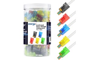 Wholesale 200-Pack Cat6 Ethernet Connectors Crystal Head 8P8C UTP Connectors with Pass Connector Unshielded UTP Various Colors