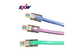 Network Cable Utp Rj 45 Rg45 Ethernet Rj45 Pass Through 8p8c Modular Plug Cat 6 Cat6 RJ45 Connector