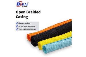 BAKAI Open Braided Polyester Sleeving Wire Car Wiring Harness Protection Self-Rolling Tube Flame Retardant Insulated Hose