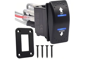 12V 20 Amp Momentary Rocker Switch 7 Pin, DC Motor Control Polarity Reverse Switch up and Down Anchor Winch Rocker Switch Panel