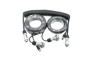 JOINLGO Tractor 5 Way 4P Aviation Backup Camera Monitor Coiled Cable Truck Trailer Electric Power Video Wire Harness Waterproof