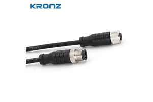 KRONZ M12 A-Code Female/Male 3/4/5/6/8 Pin Custom Pre-assembled PVC Unshielded Cable IP67 Waterproof Circular Connector