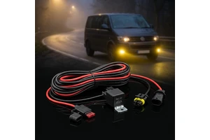 Automotive Fog Light Wiring Harness Kit for VW T5 Transporter 12-24V H11 Loom 30A Relay Fuse Switch LED Work Light 14-20AWG Pure