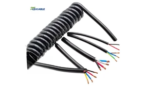 Rousheng Hot Sale Spring Cable Soot Blower Industrial Stranded PE Spiral Cable with Binder Plug for Cranes Outdoor