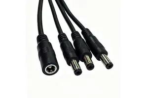 DC Power 1 Female to 2/3/4 Male 5.5mm*2.5mm DC Connector Power Supply Splitter Plug Y Splitter Adapter Cable Cord 45CM 20/24AWG
