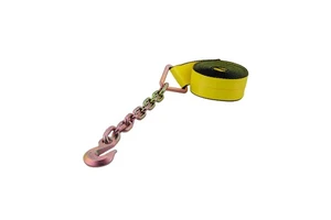 KingRoy Manufacturer 3" X 30' Heavy Duty Winch Tie-down Strap With Chain Winch Strap Yellow